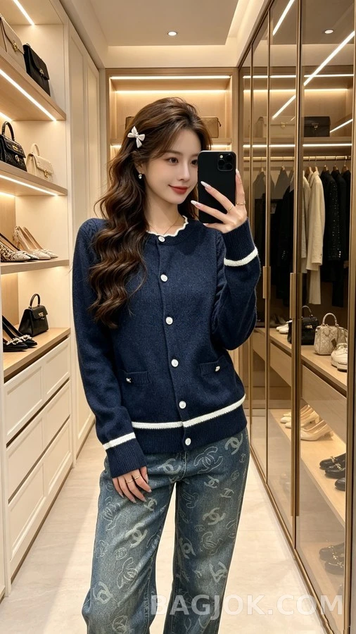 샤넬 샤넬 스캘럽넥 니트 가디건 상세 이미지