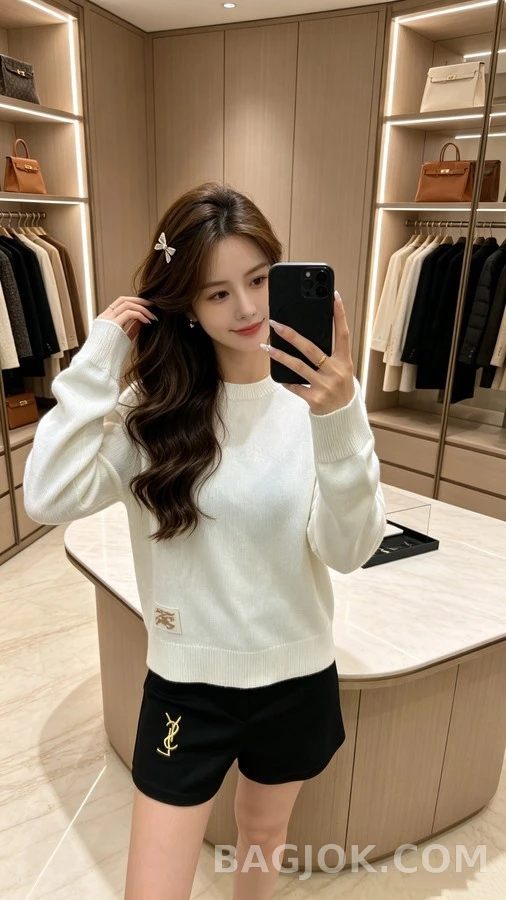 버버리 버버리 기사 로고 패치 라운드넥 니트 상세 이미지