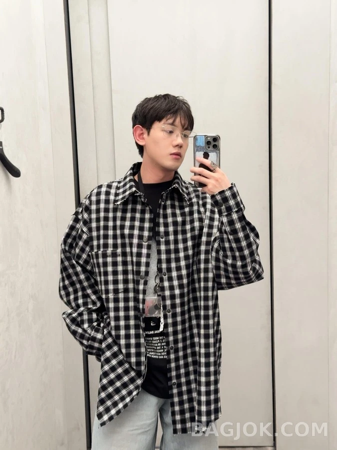발렌시아가 발렌시아가 오버사이즈 깅엄 셔츠 상세 이미지