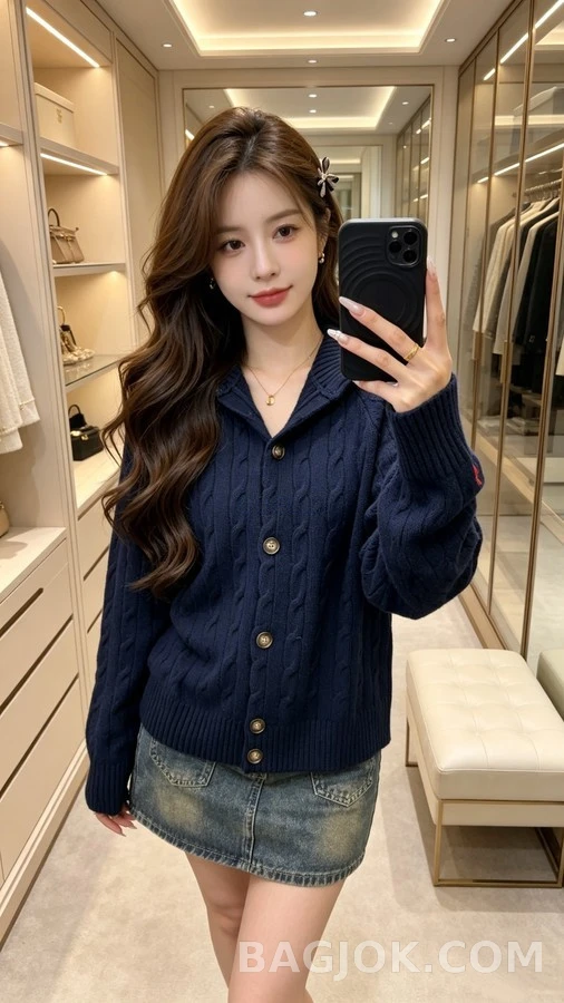 폴로 랄프 로렌 폴로 랄프 로렌 로고 자수 케이블 니트 가디건 상세 이미지