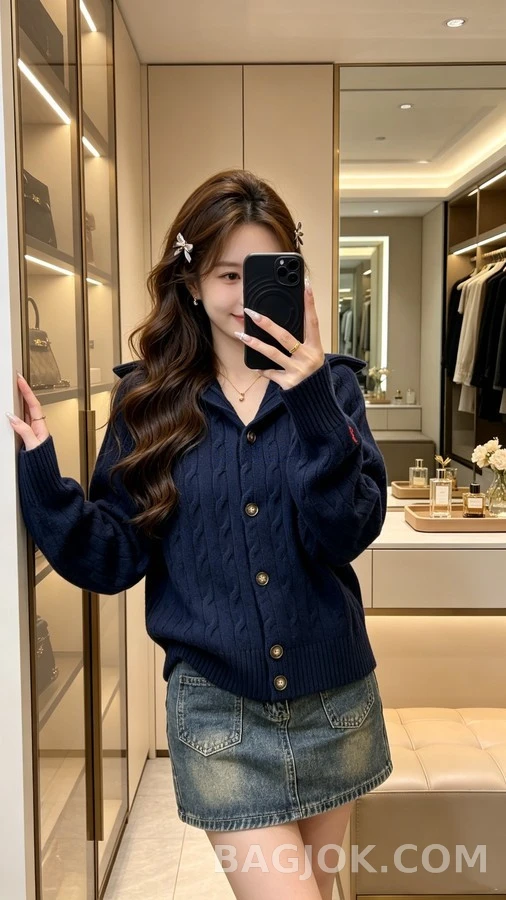 폴로 랄프 로렌 폴로 랄프 로렌 로고 자수 케이블 니트 가디건 상세 이미지