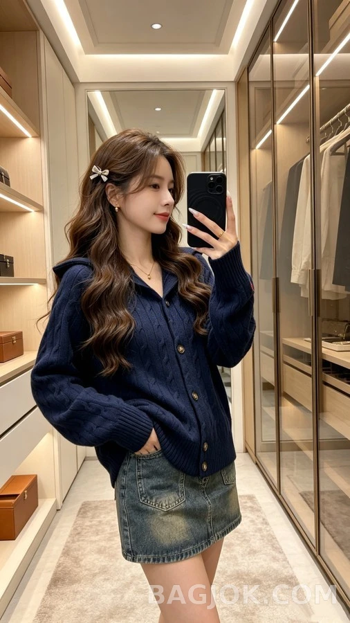 폴로 랄프 로렌 폴로 랄프 로렌 로고 자수 케이블 니트 가디건 상세 이미지