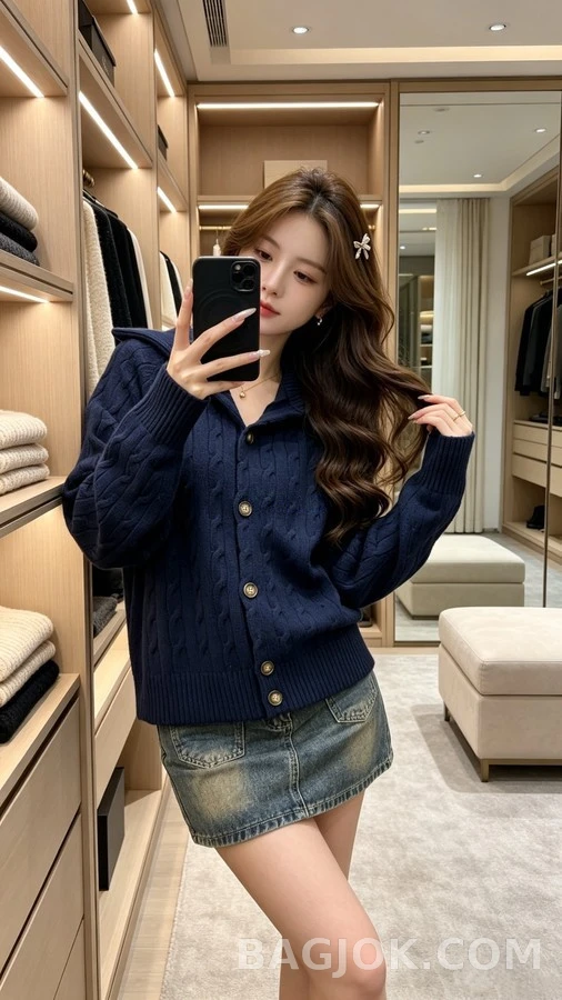 폴로 랄프 로렌 폴로 랄프 로렌 로고 자수 케이블 니트 가디건 상세 이미지