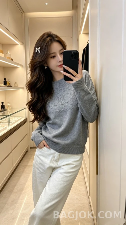 셀린느 셀린느 트리오페 로고 자카드 니트 상세 이미지