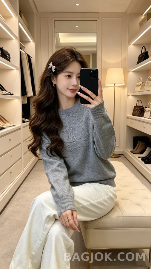 셀린느 셀린느 트리오페 로고 자카드 니트 상세 이미지