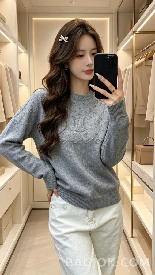 셀린느 셀린느 트리오페 로고 자카드 니트 상세 이미지
