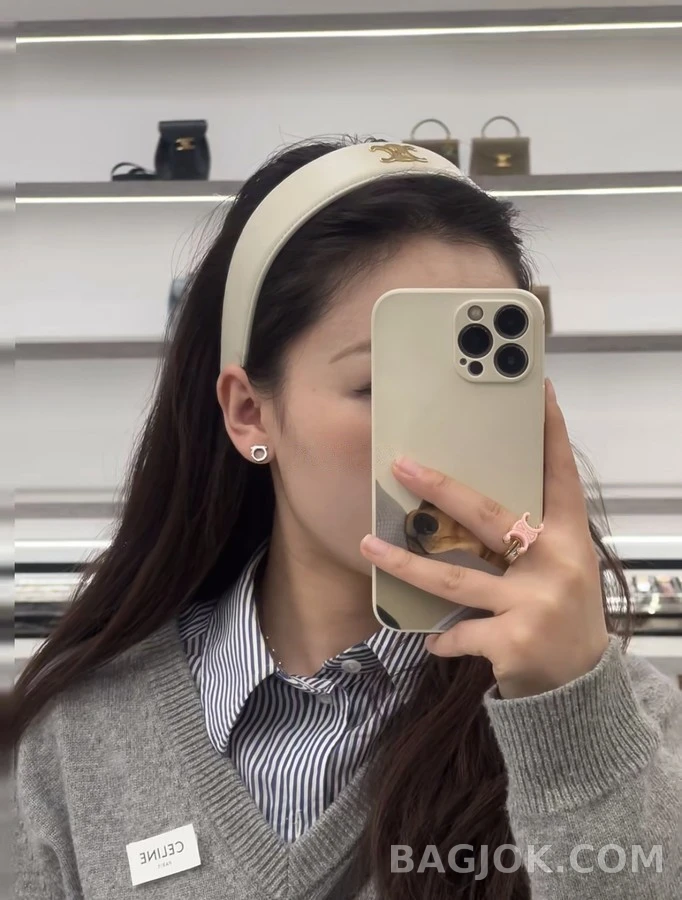 셀린느 셀린느 트리옹프 로고 가죽 헤어밴드 상세 이미지