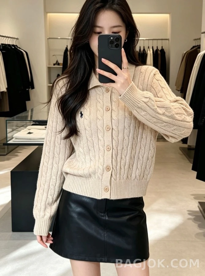 폴로 랄프 로렌 폴로 랄프 로렌 Polo 카라 케이블 니트 가디건 상세 이미지