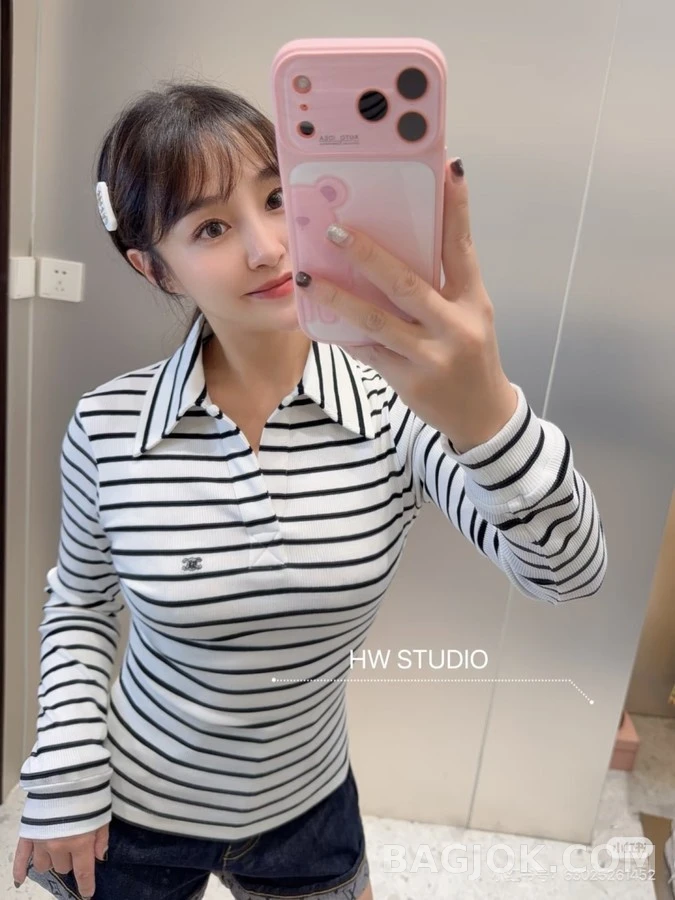 셀린느 셀린느 트리옹프 스트라이프 긴팔 티셔츠 상세 이미지