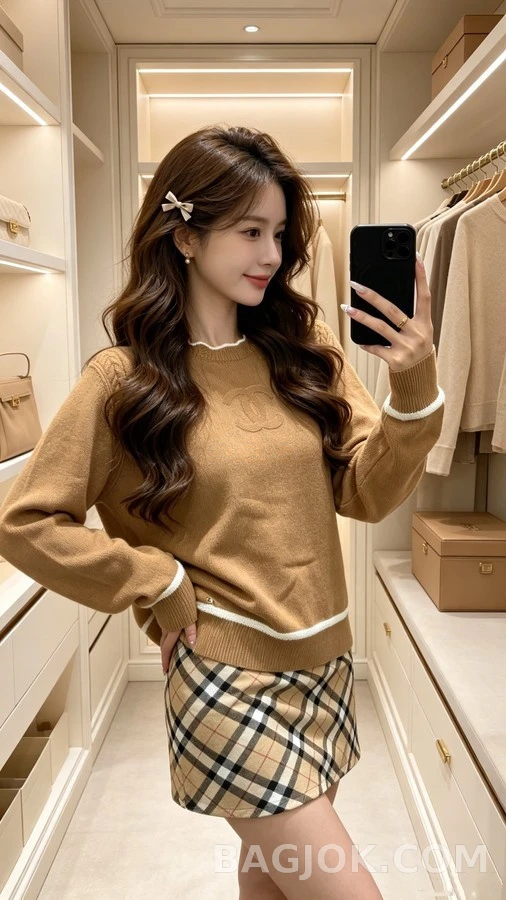 샤넬 샤넬 더블C 로고 스캘럽 니트 상세 이미지