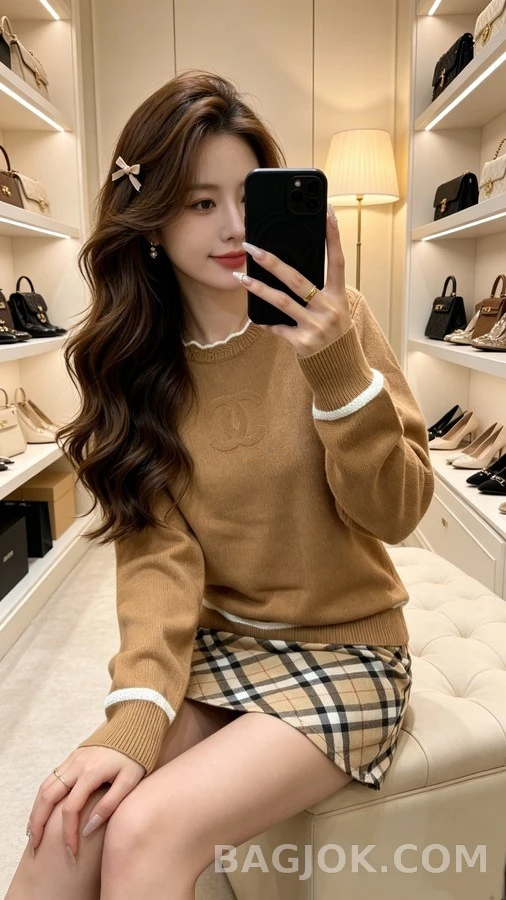 샤넬 샤넬 더블C 로고 스캘럽 니트 상세 이미지