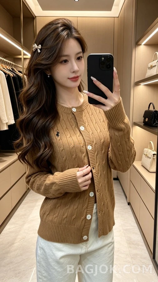 폴로 랄프 로렌 폴로 랄프 로렌 케이블 니트 라운드넥 가디건 상세 이미지
