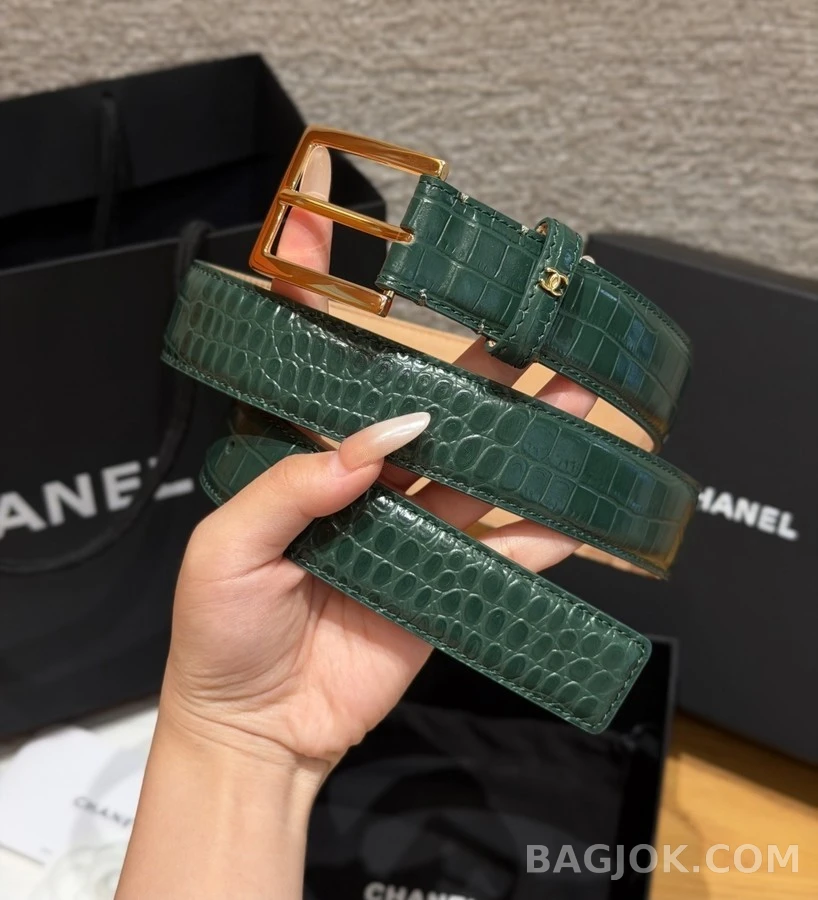샤넬 샤넬 악어 엠보 레더 벨트 상세 이미지