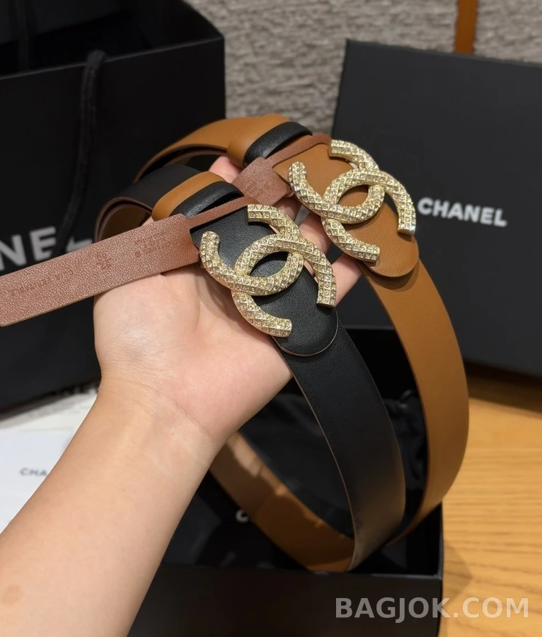 샤넬 샤넬 크리스탈 로고 양면 벨트 상세 이미지