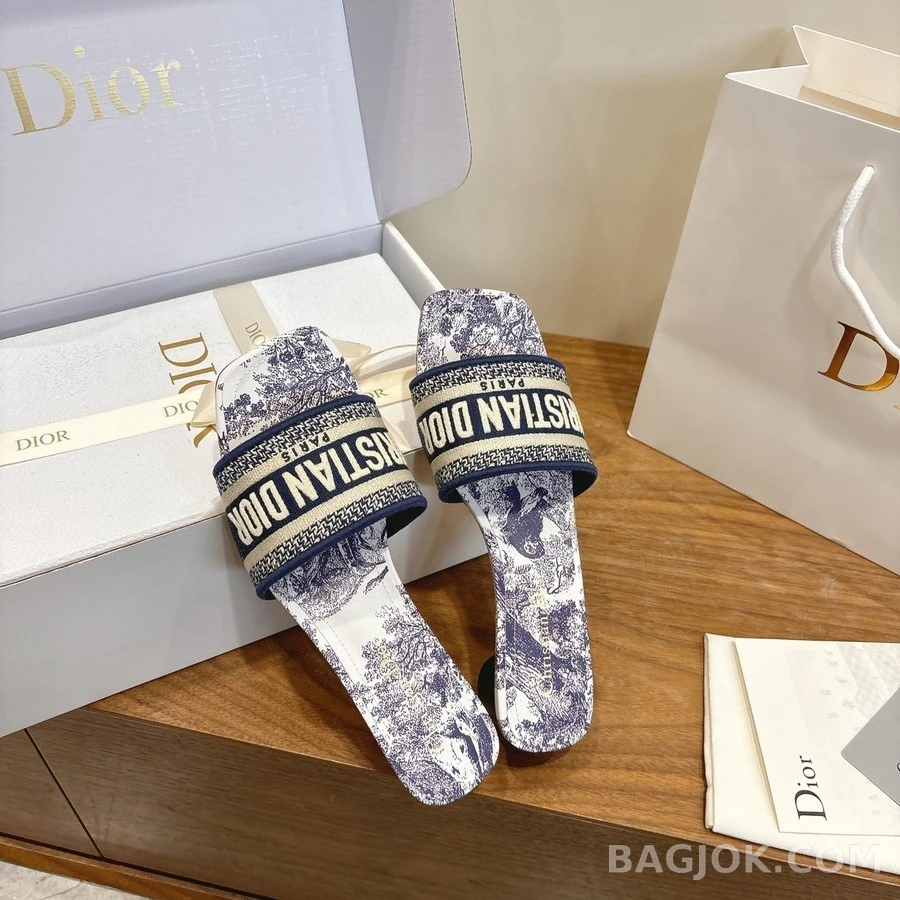 디올 디올 Dway 자수 블록힐 샌들 상세 이미지