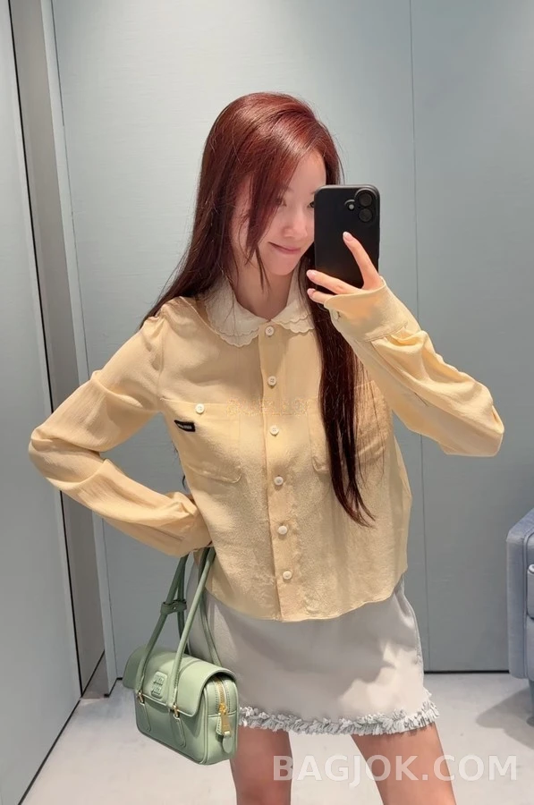미우미우 미우미우 레이스 베이비 카라 더블 포켓 셔츠 상세 이미지