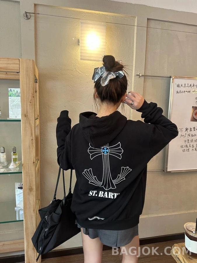 크롬하츠 크롬하츠 십자가 프린트 후드 티셔츠 상세 이미지