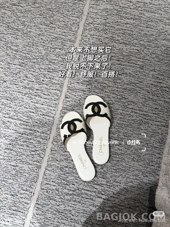 샤넬 샤넬 투톤 로고 슬라이드 샌들 상세 이미지