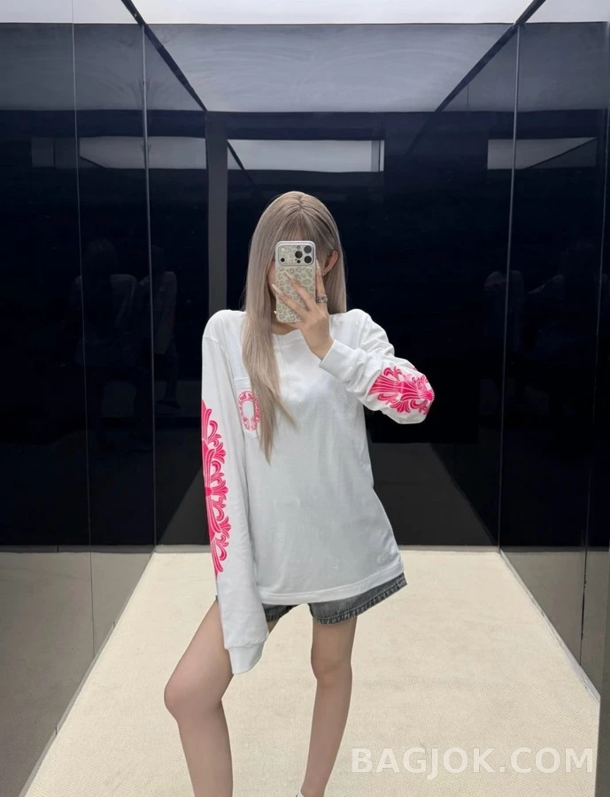 크롬하츠 크롬하츠 형광 말발굽 크로스 긴팔 티셔츠 상세 이미지