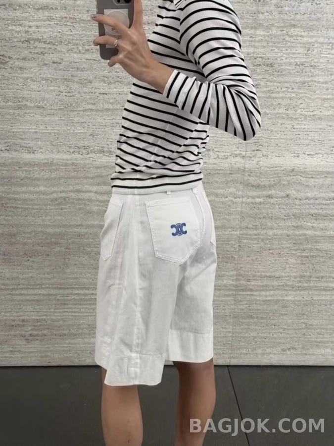 셀린느 셀린느 자수 스트라이프 긴팔 티셔츠 상세 이미지