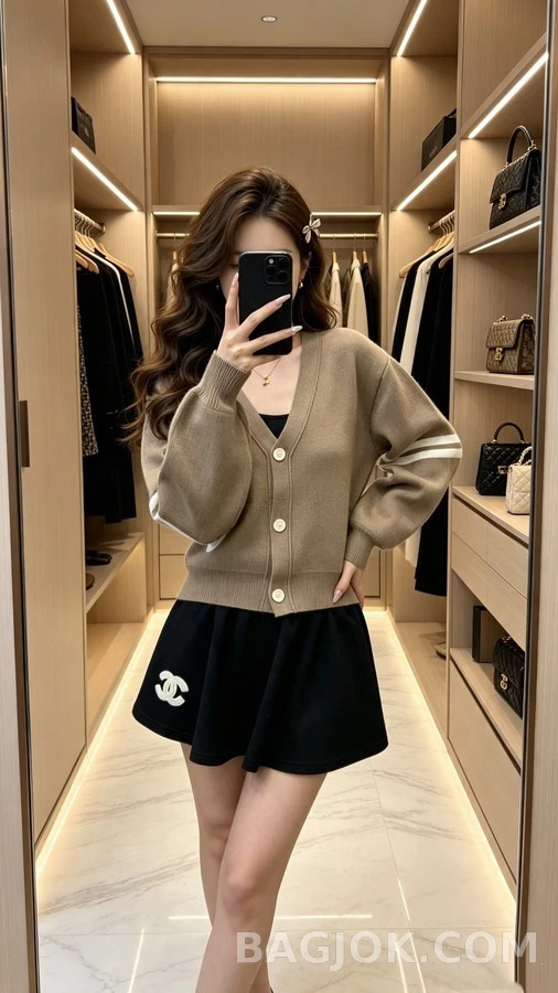 샤넬 샤넬 레터링 스트라이프 가디건 상세 이미지