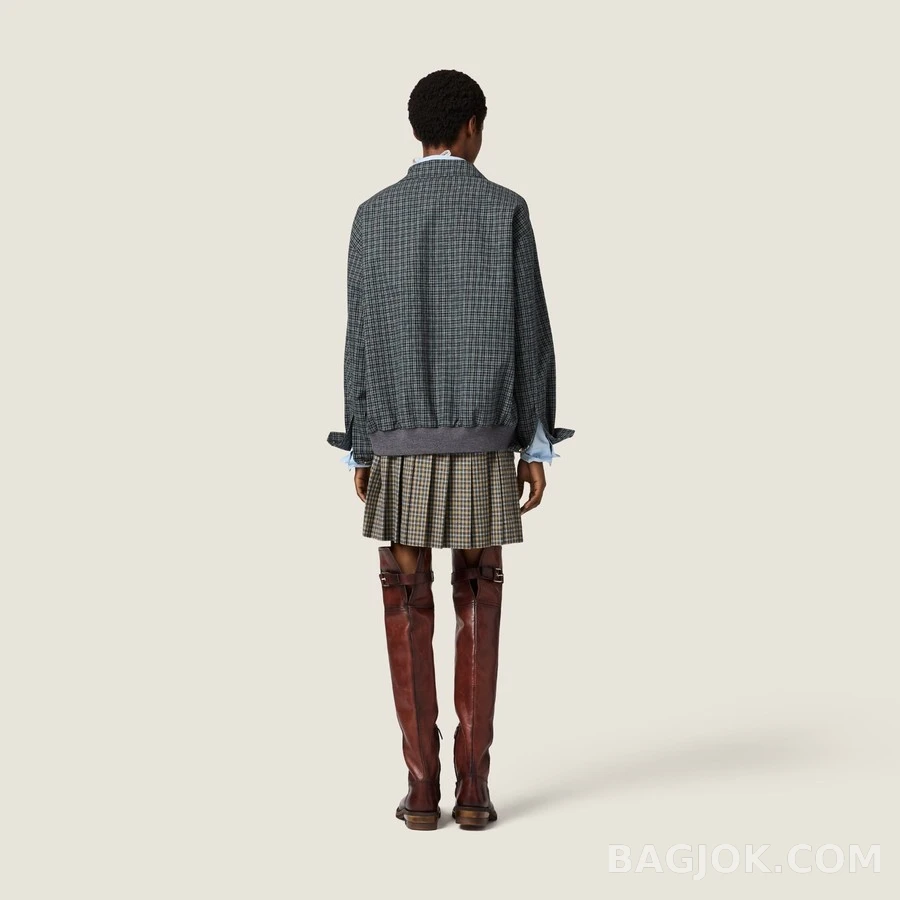 미우미우 미우미우 격자무늬 자수 로고 자켓 상세 이미지