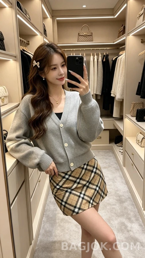 샤넬 샤넬 후면 로고 스트라이프 가디건 상세 이미지