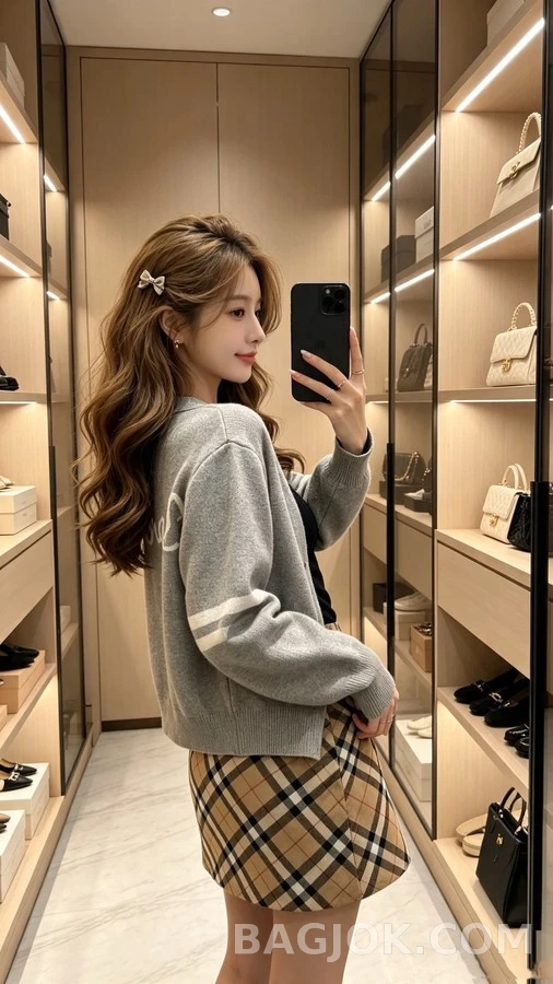 샤넬 샤넬 후면 로고 스트라이프 가디건 상세 이미지