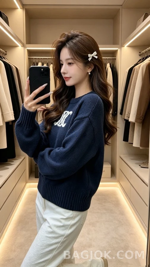 셀린느 셀린느 트리옹프 로고 자카드 니트 스웨터 상세 이미지