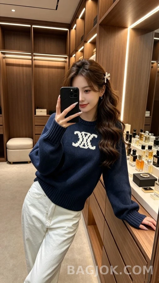 셀린느 셀린느 트리옹프 로고 자카드 니트 스웨터 상세 이미지