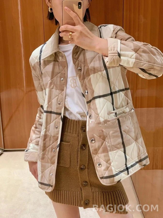 버버리 버버리 버치우드 체크 퀼팅 패딩 상세 이미지