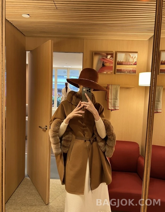 로로피아나 로로피아나 렉스 래빗 퍼 트리밍 캐시미어 케이프 코트 상세 이미지