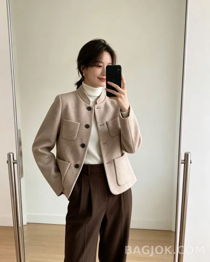 로로피아나 로로피아나 쉬머 울 차이나넥 자켓 상세 이미지