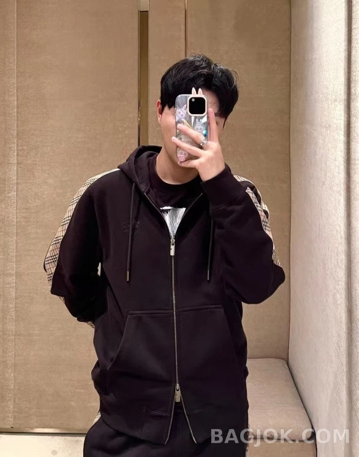 버버리 버버리 체크 스트라이프 후드 집업 상세 이미지
