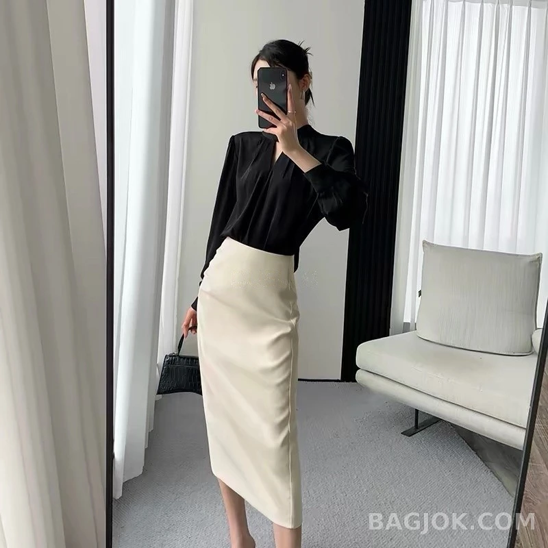 생로랑 세인트로랑 컷아웃 넥 벌룬 슬리브 셔츠 상세 이미지