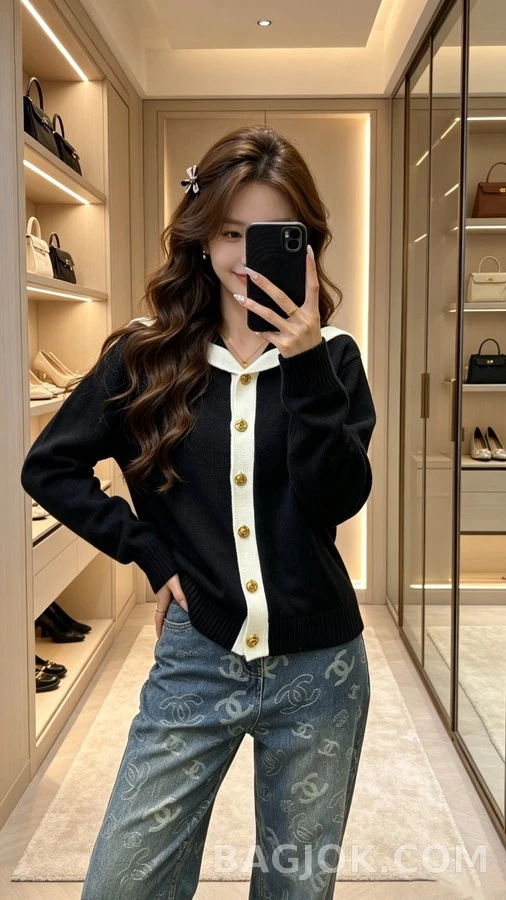 샤넬 샤넬 세일러 카라 니트 가디건 상세 이미지