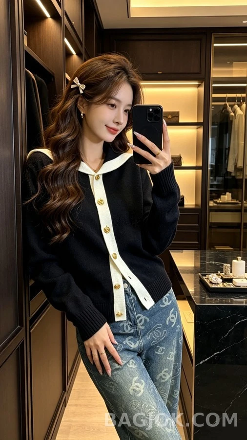 샤넬 샤넬 세일러 카라 니트 가디건 상세 이미지