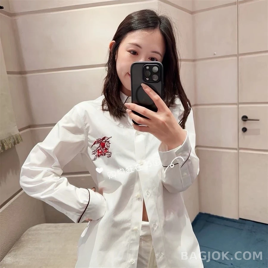 버버리 버버리 플로럴 자수 파이핑 셔츠 상세 이미지