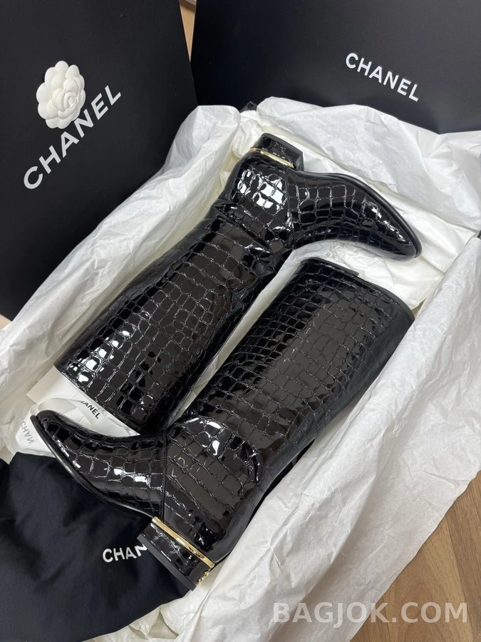 샤넬 샤넬 악어 엠보싱 페이턴트 롱부츠 상세 이미지