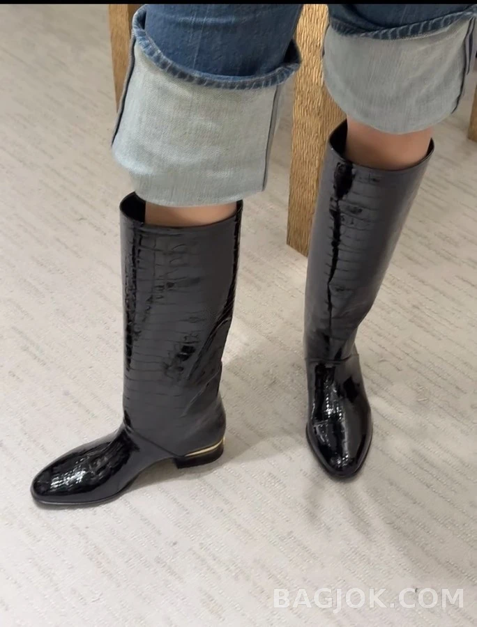 샤넬 샤넬 악어 엠보싱 페이턴트 롱부츠 상세 이미지