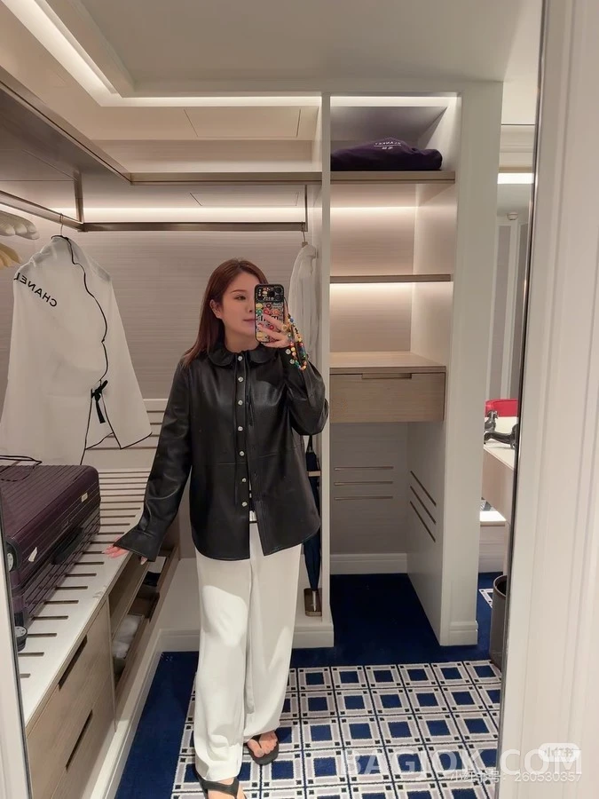 샤넬 샤넬 러플 카라 램스킨 셔츠 상세 이미지