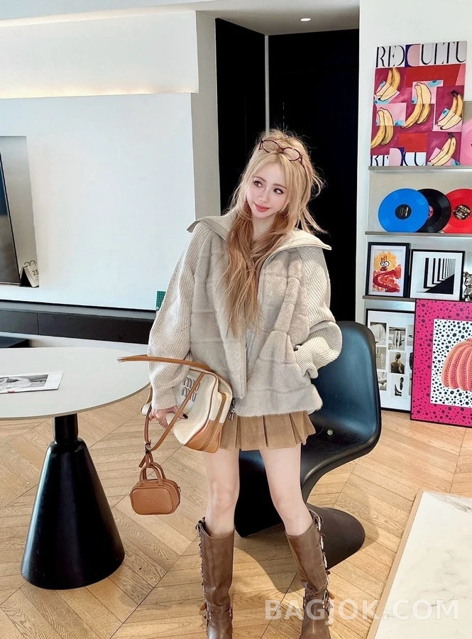 로로피아나 로로피아나 대디그 니트 패치워크 패딩 상세 이미지