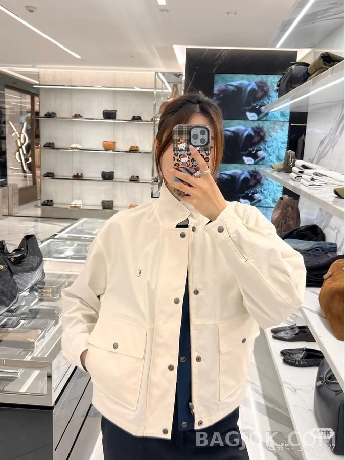 생로랑 세인트로랑 투톤 카라 리버서블 워크웨어 자켓 상세 이미지