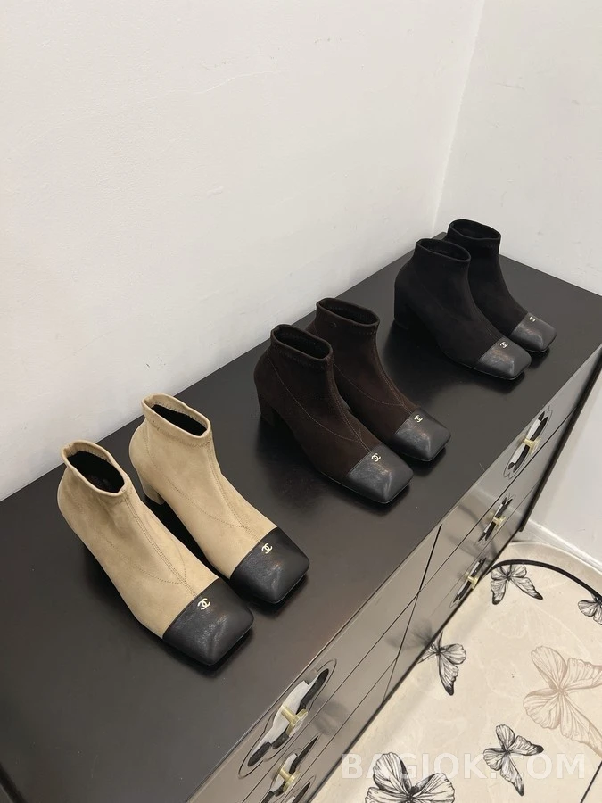 샤넬 샤넬 투톤 캡토 앵클 부츠 상세 이미지