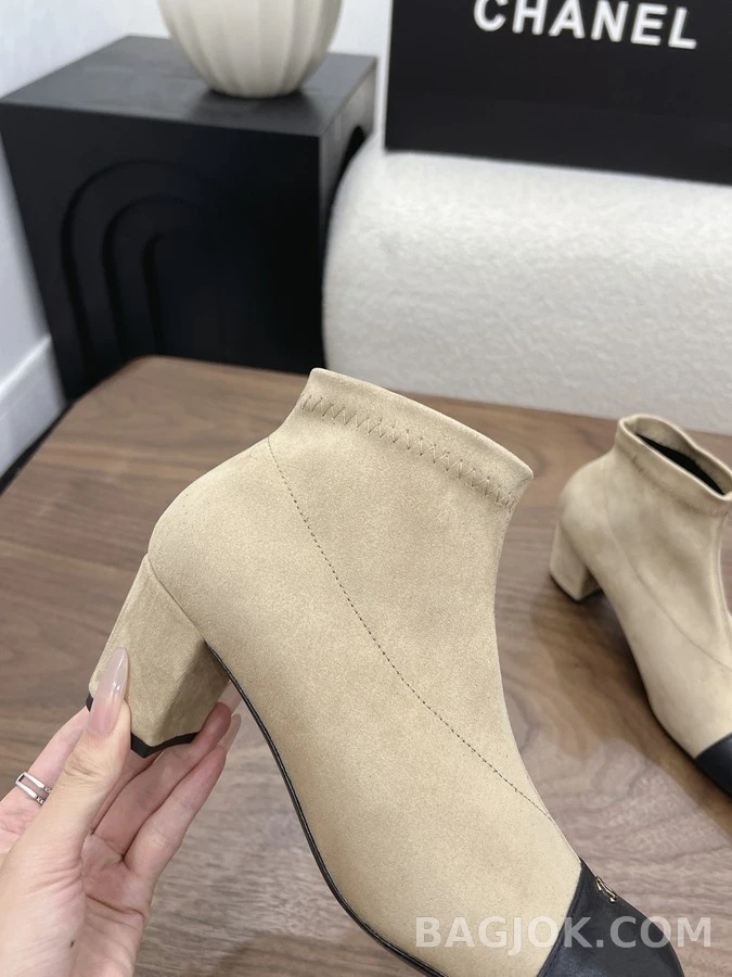 샤넬 샤넬 투톤 캡토 앵클 부츠 상세 이미지
