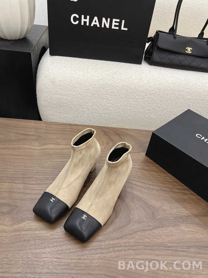 샤넬 샤넬 투톤 캡토 앵클 부츠 상세 이미지