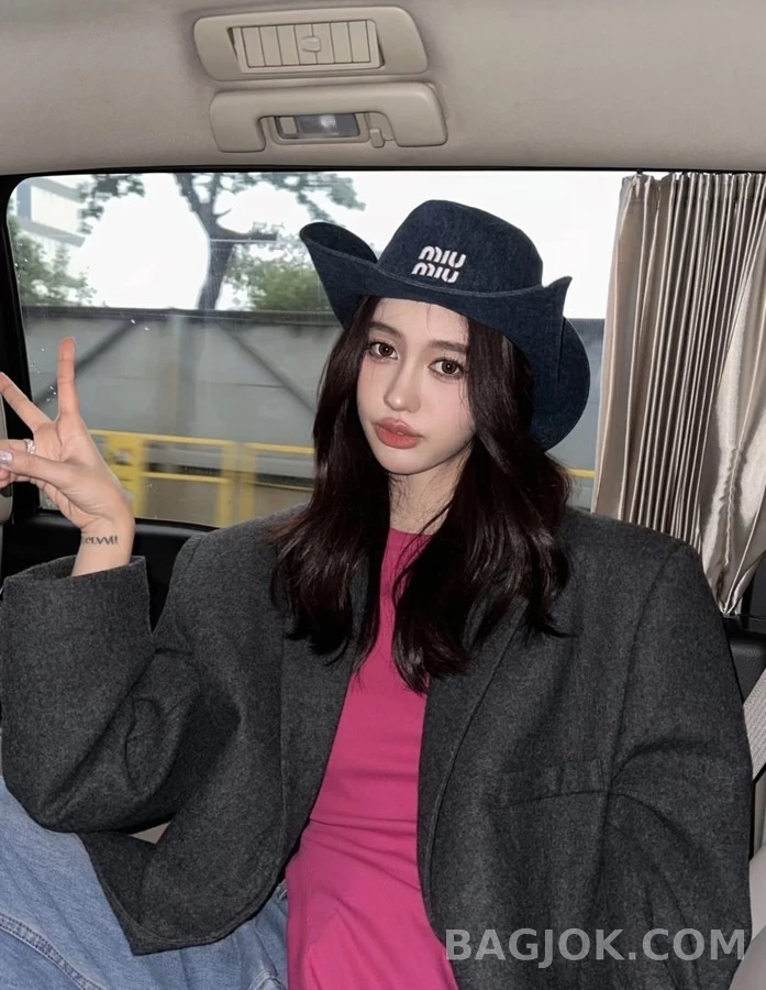 미우미우 미우미우 데님 로고 버킷햇 상세 이미지