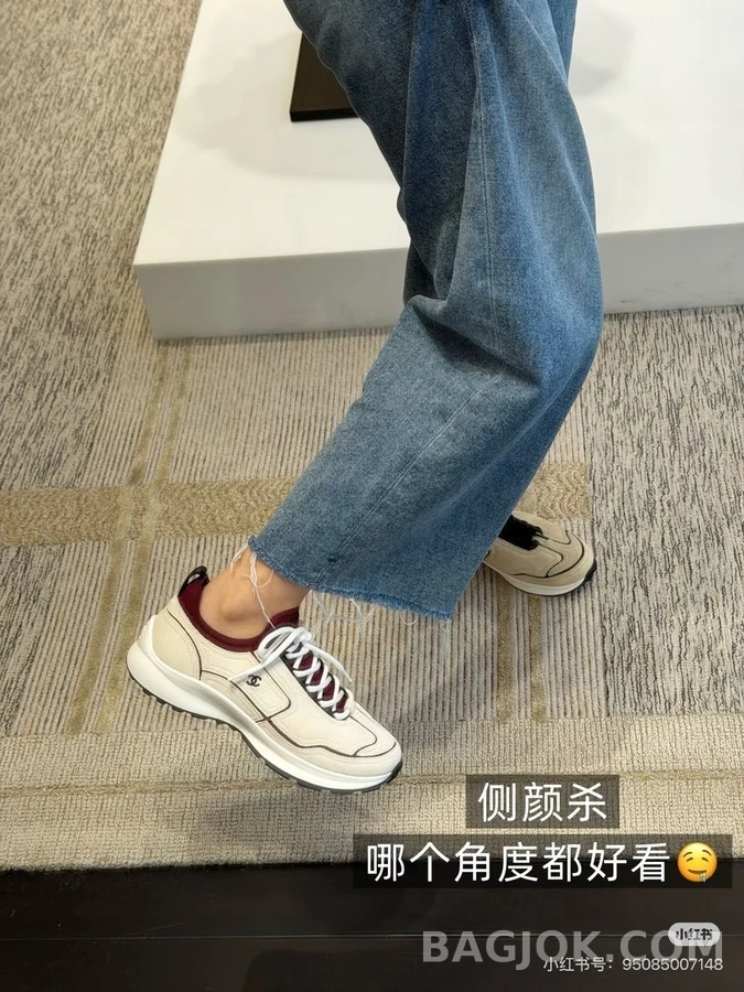 샤넬 샤넬 삭스 패널 스웨이드 스니커즈 상세 이미지