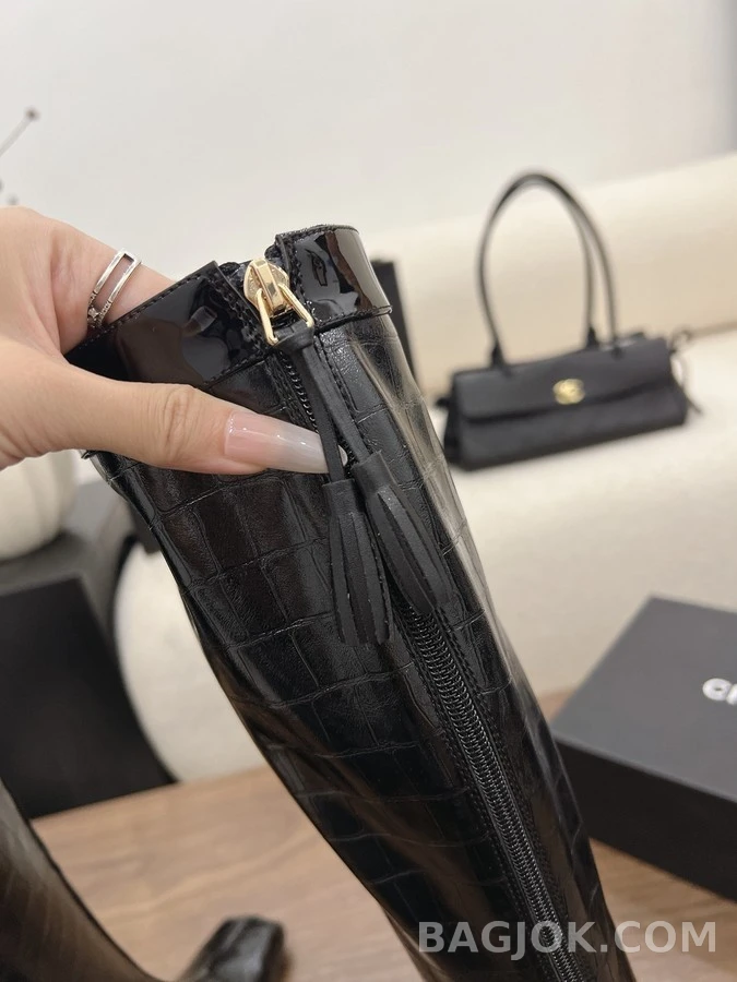 샤넬 샤넬 투톤 악어 엠보 롱 부츠 상세 이미지