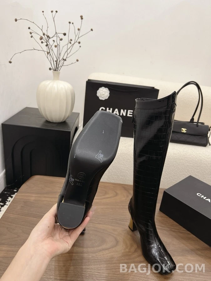 샤넬 샤넬 투톤 악어 엠보 롱 부츠 상세 이미지